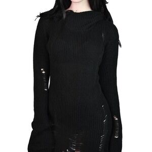 Killstar Chakra knt black distressed tunic size xs new